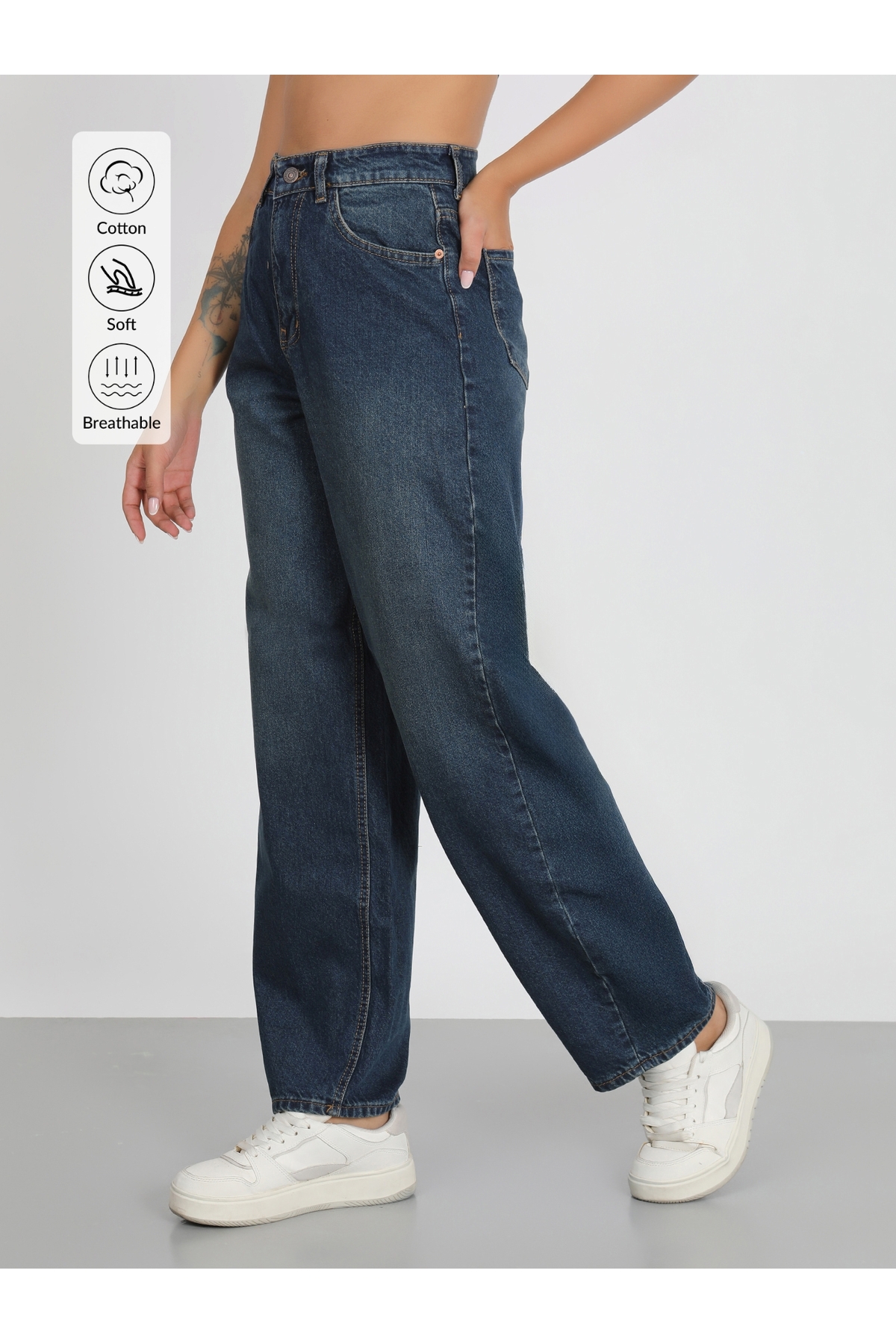 LACİVERT PALAZZO PANTOLON WİDE LEG JEANS YENİ SEZON 2026