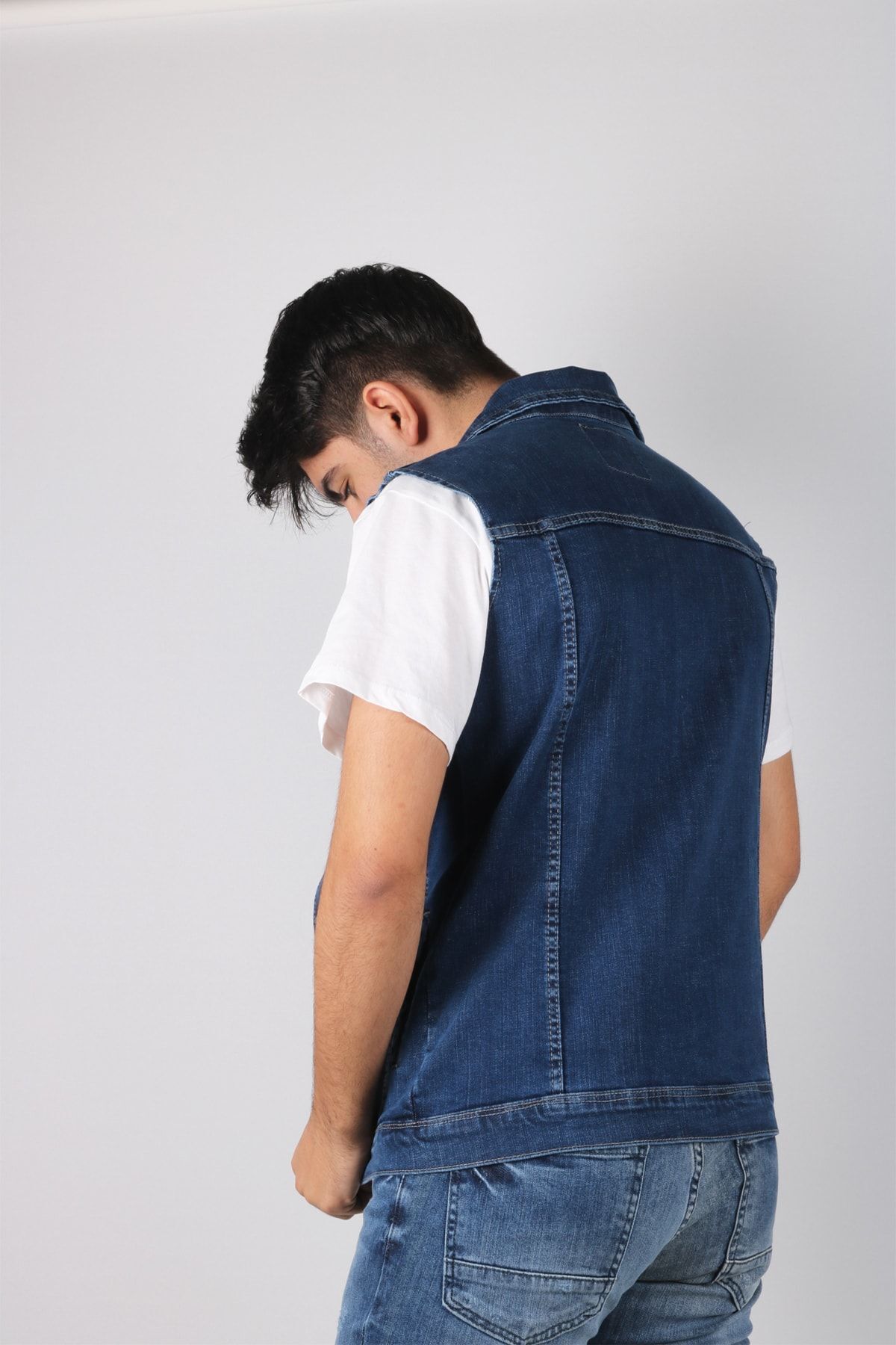 Erkek Mavi Kot Yelek