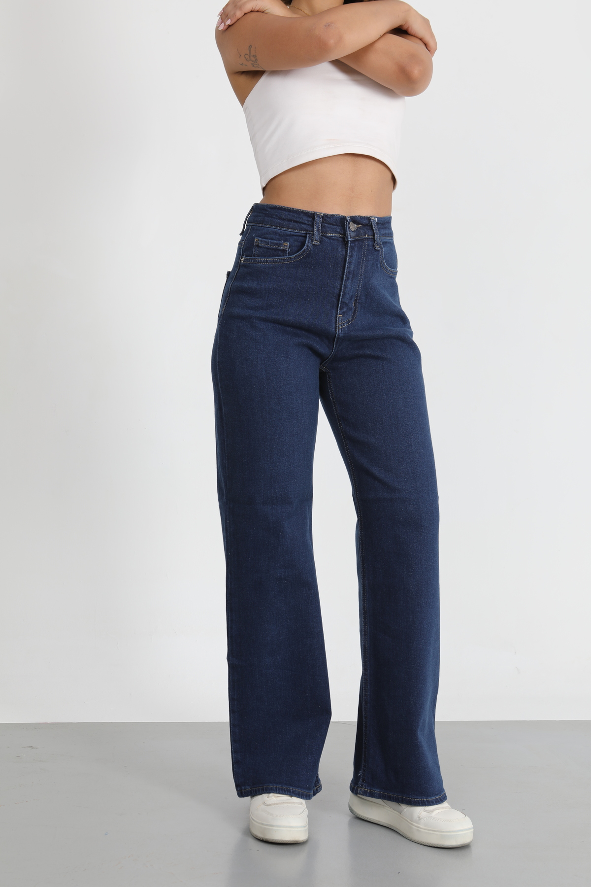 Kadın Mavi Wide Leg Palazzo Jean