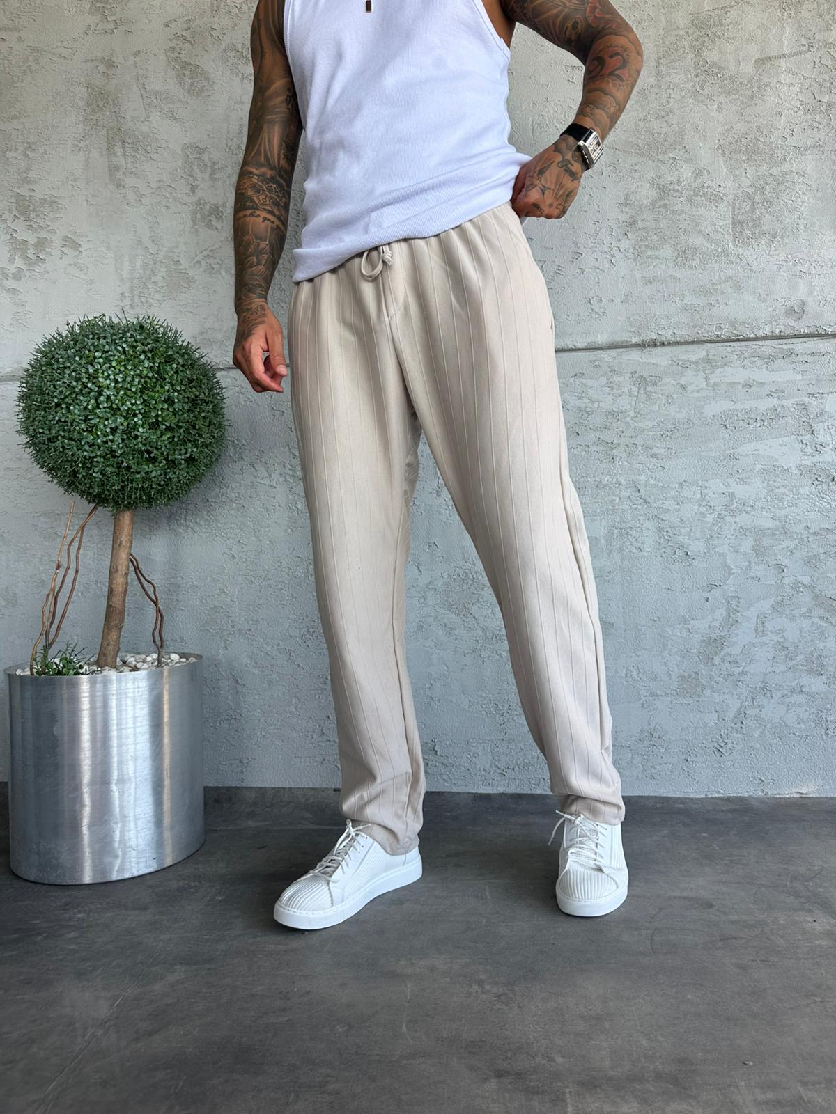 Erkek Bej Çizgili Eşorfmnan