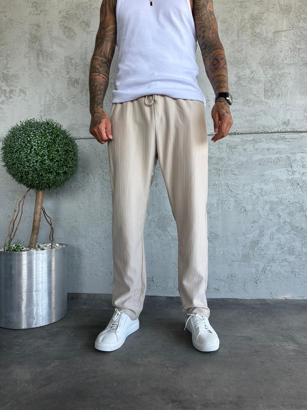 Erkek Bej Çizgili Eşorfmnan