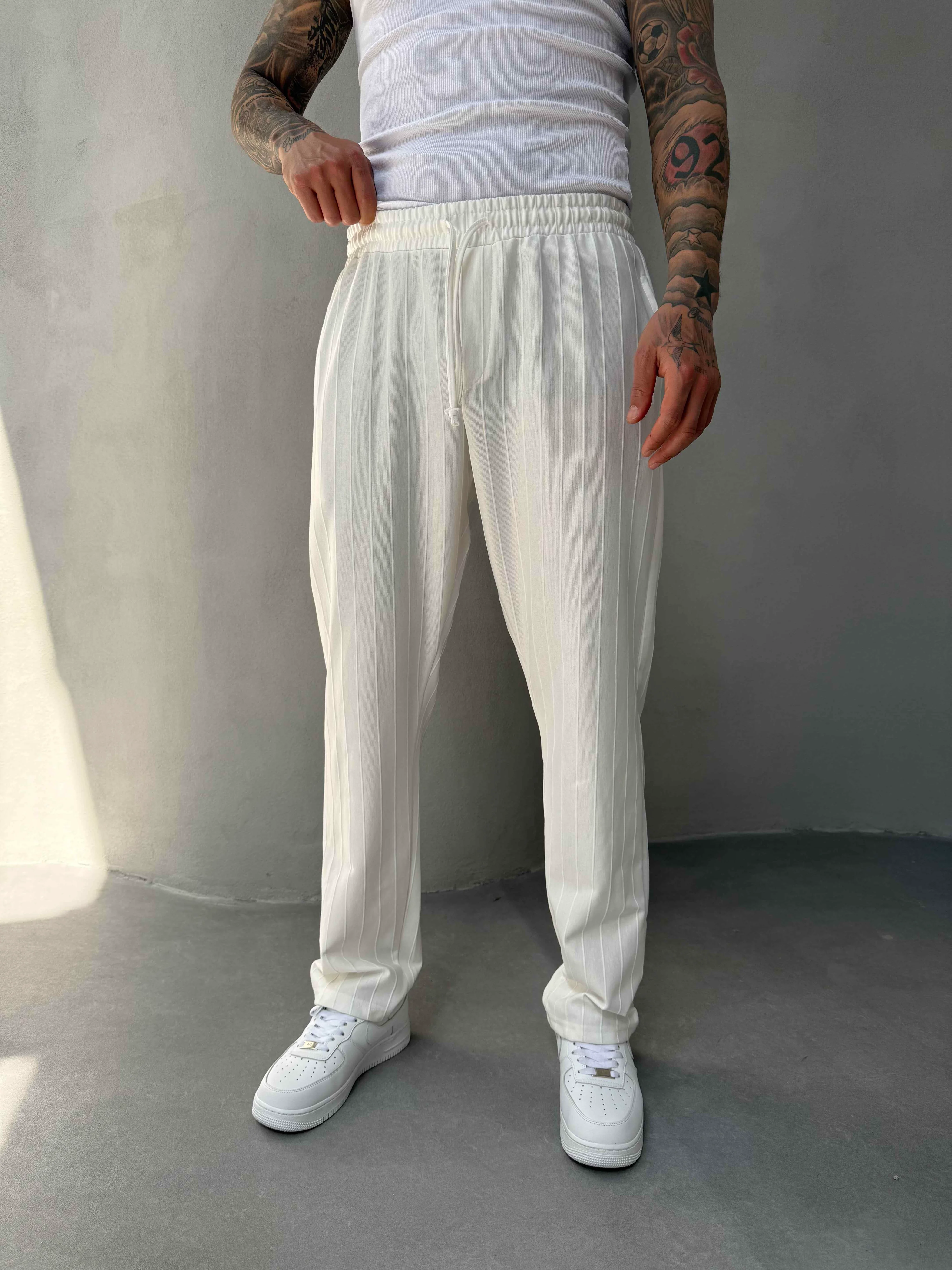 Erkek Beyaz Çizgili Eşorfman