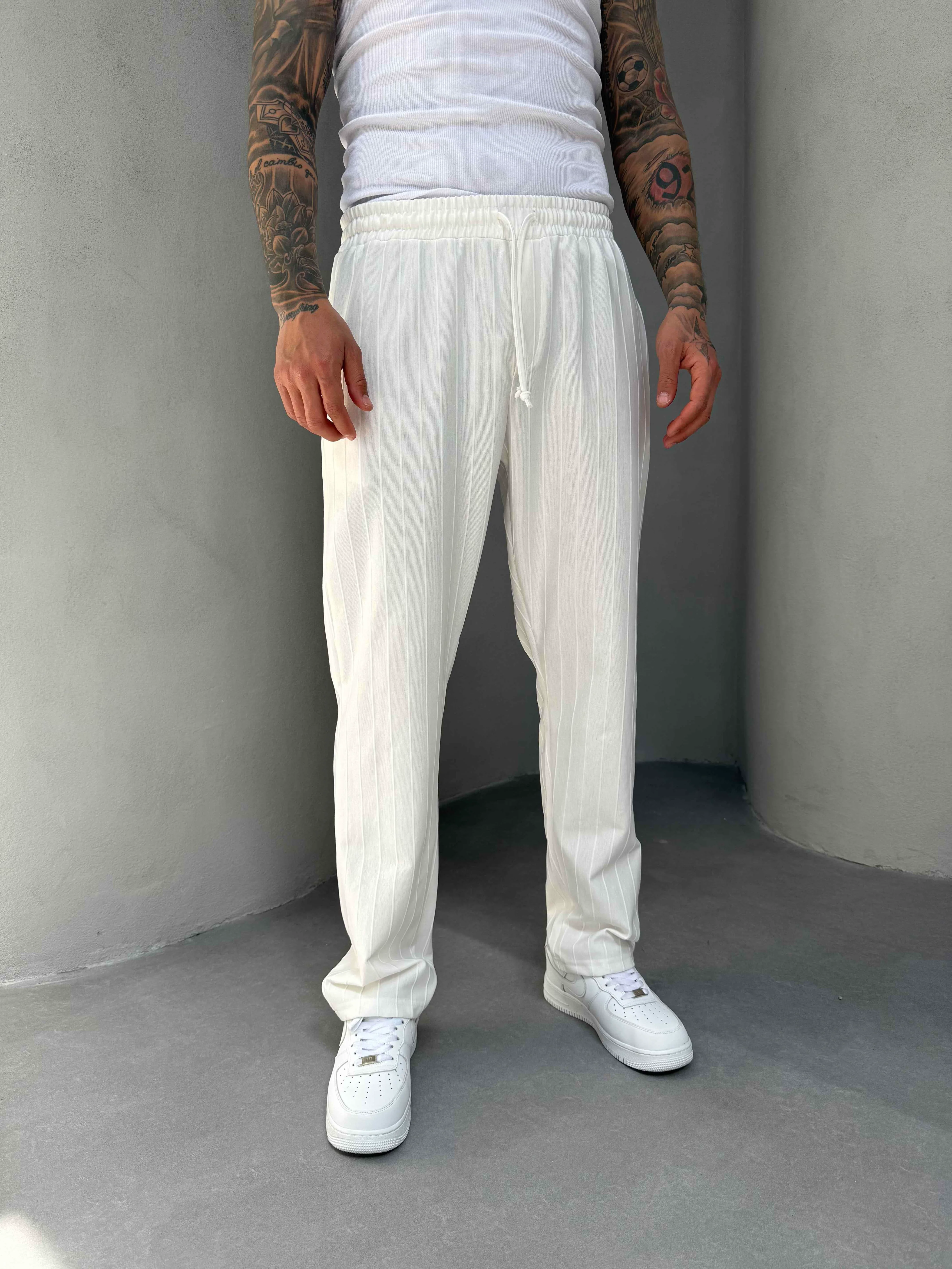 Erkek Beyaz Çizgili Eşorfman