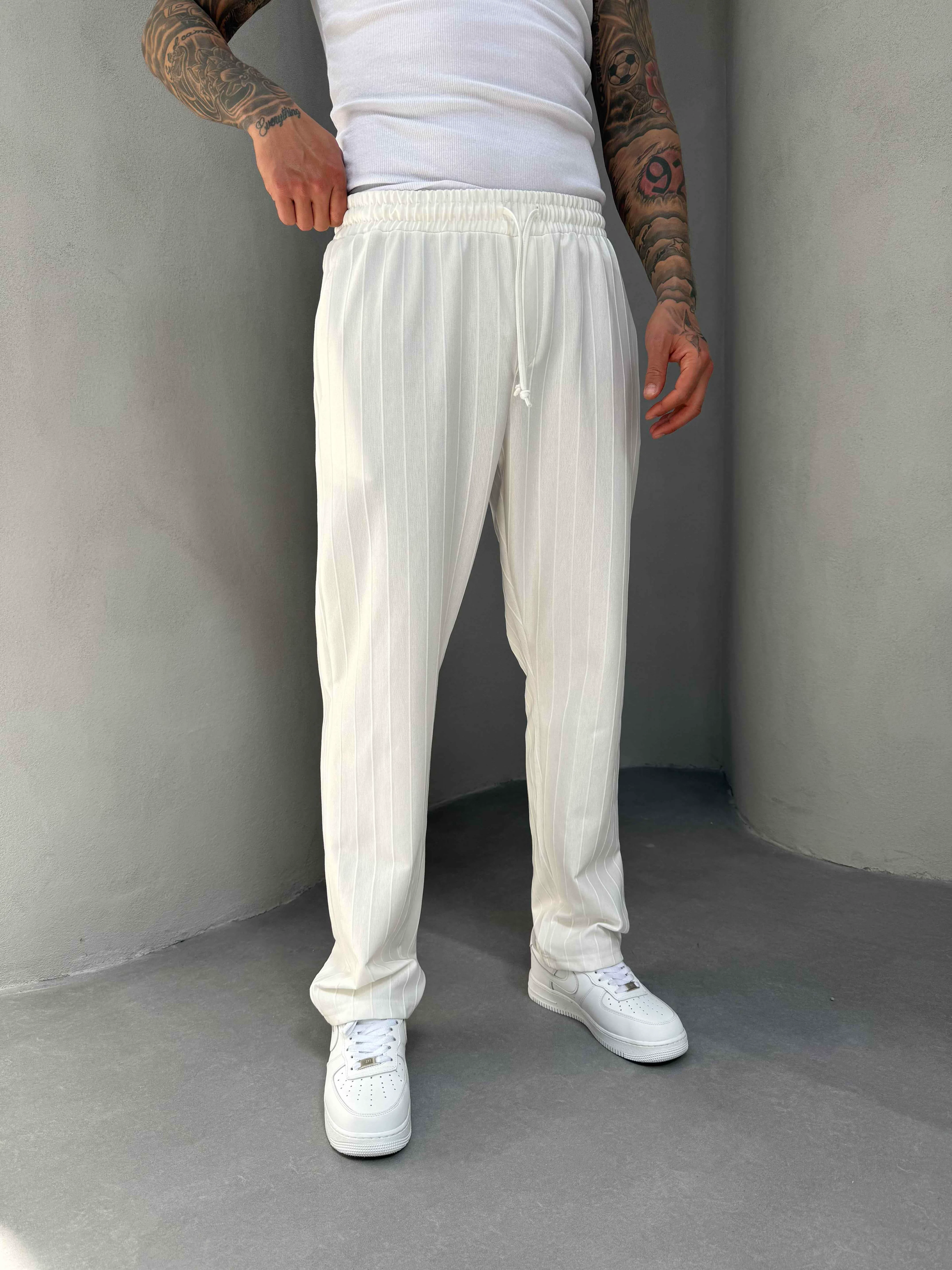 Erkek Beyaz Çizgili Eşorfman