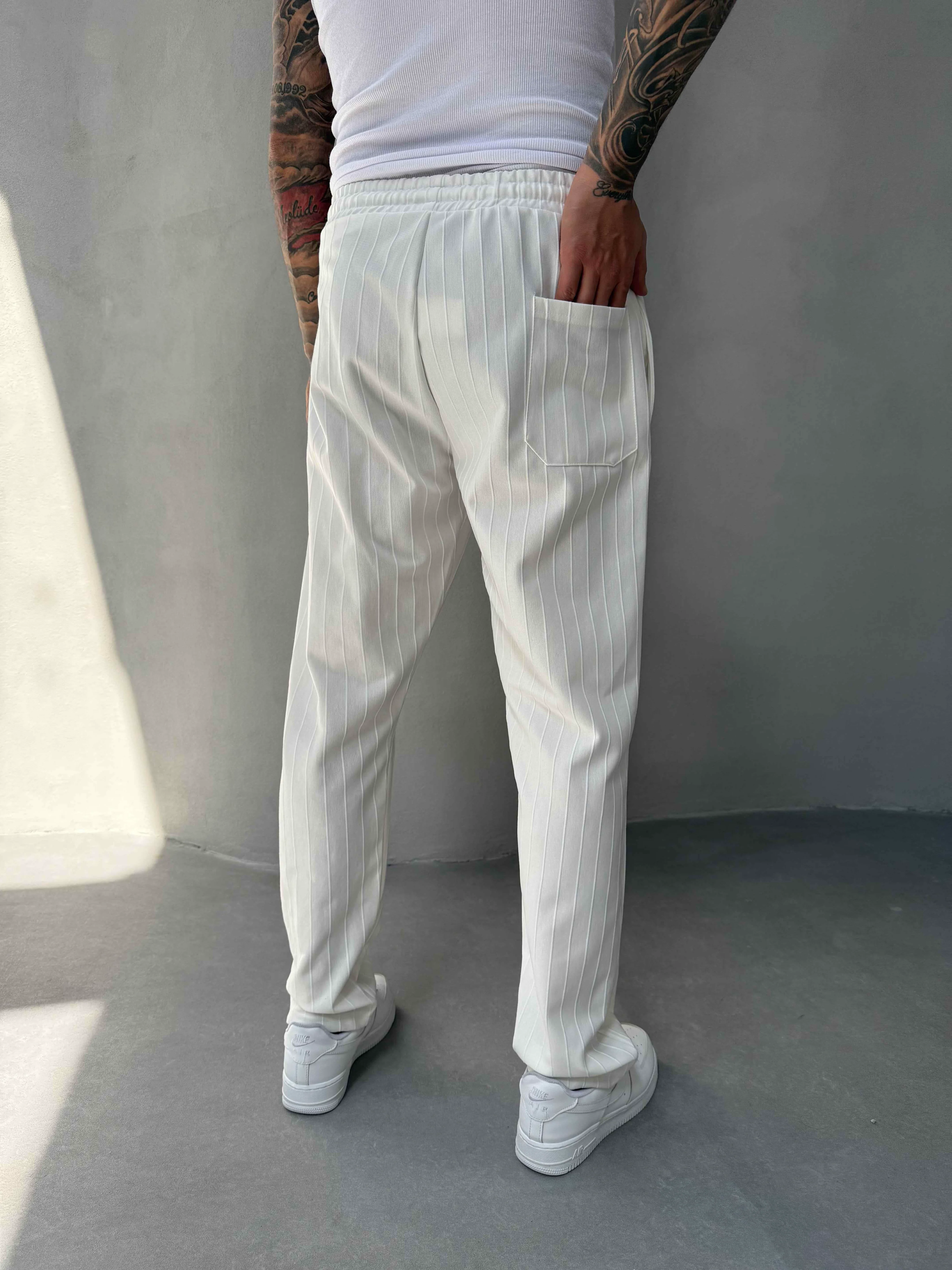 Erkek Beyaz Çizgili Eşorfman