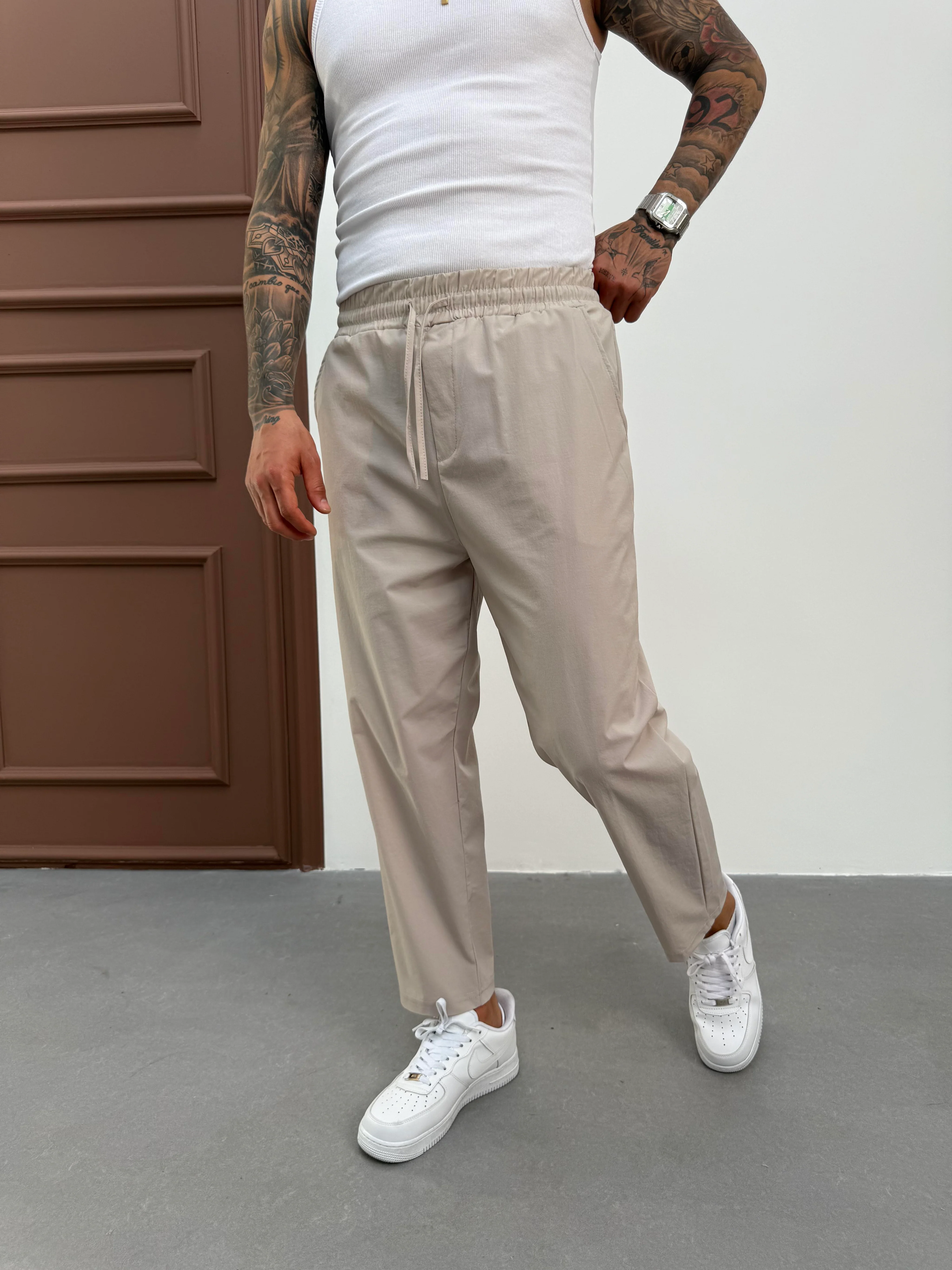 Erkek Bej Paraşüt Pantolon