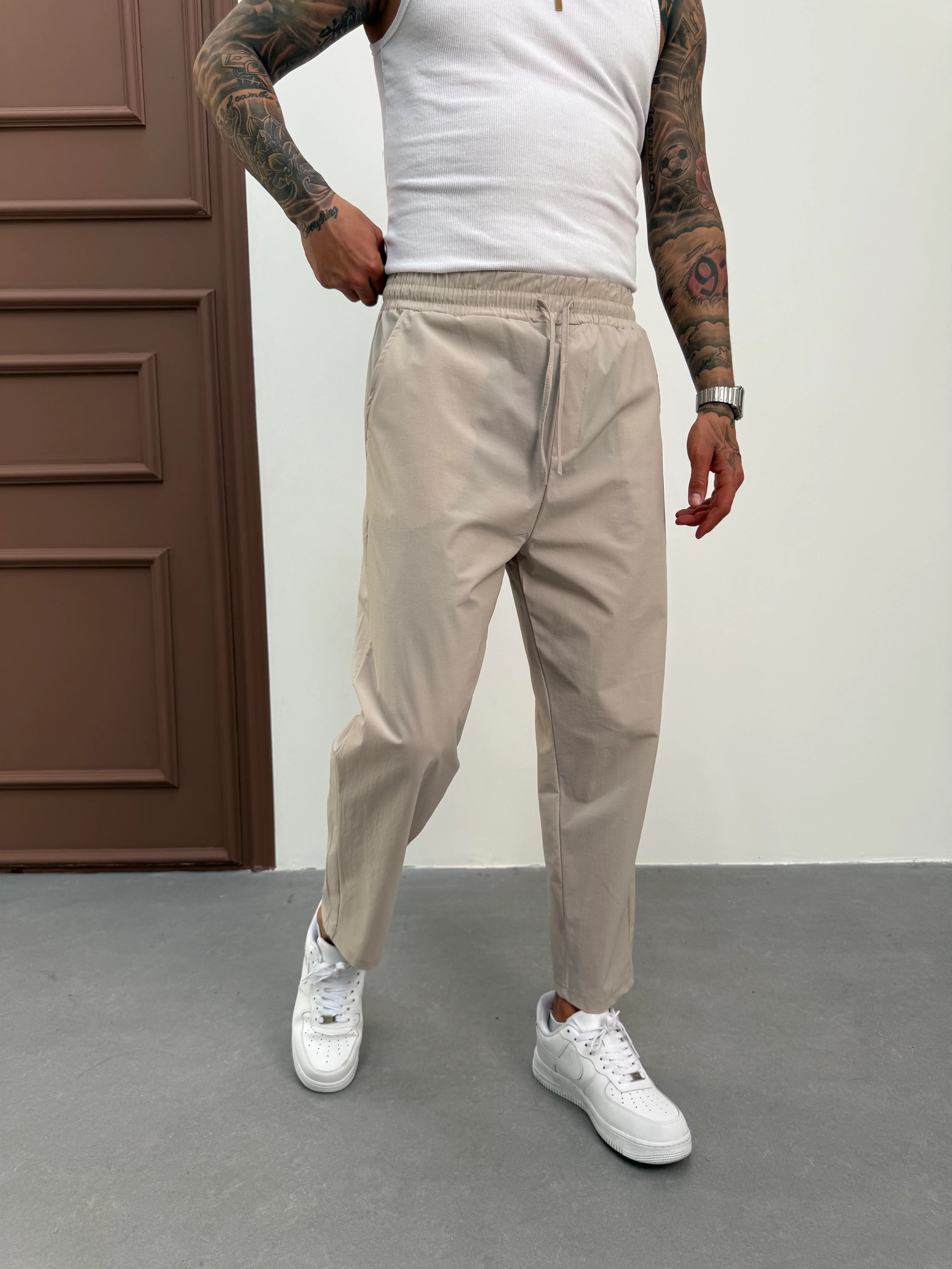 Erkek Bej Paraşüt Pantolon