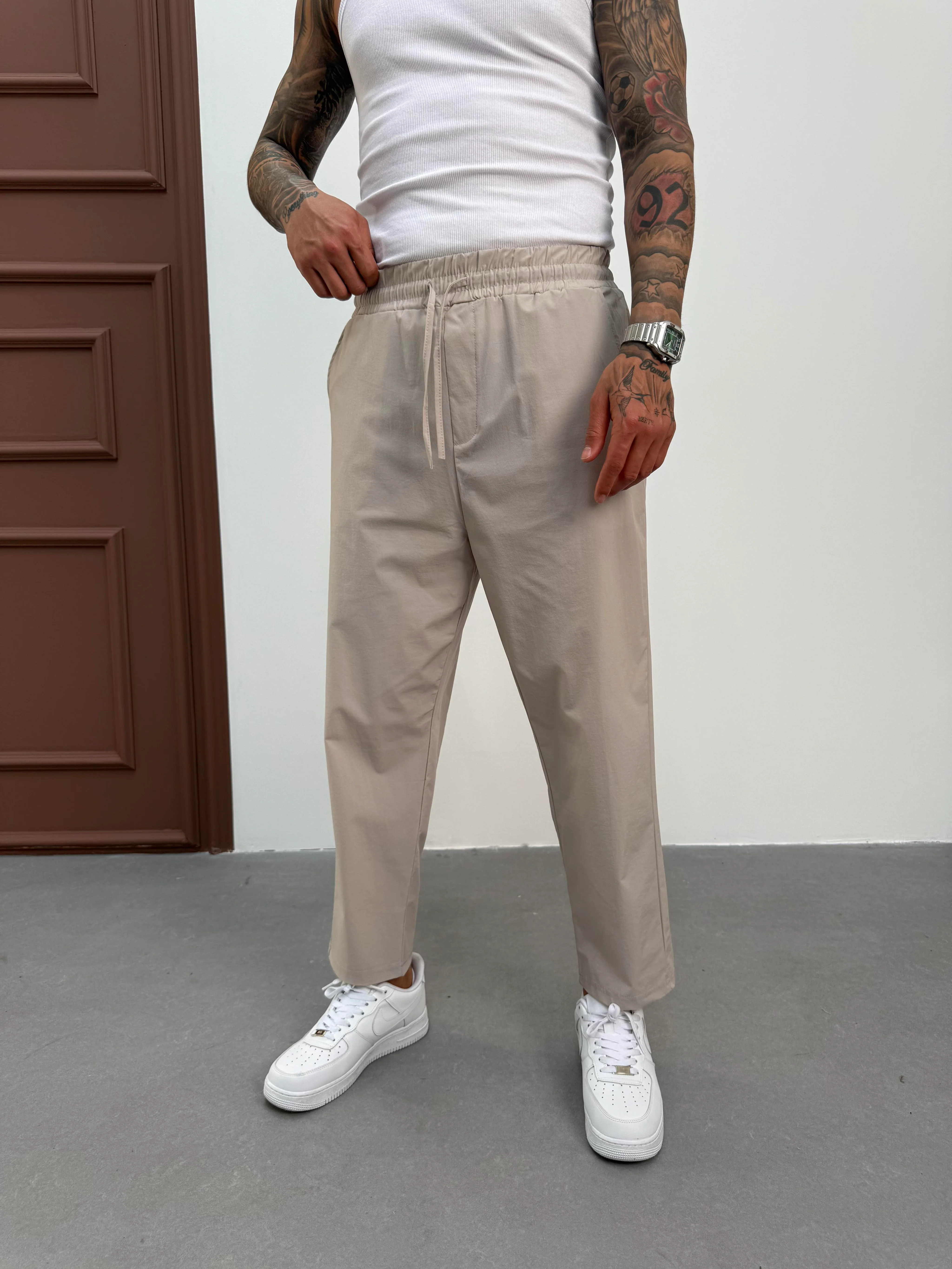 Erkek Bej Paraşüt Pantolon