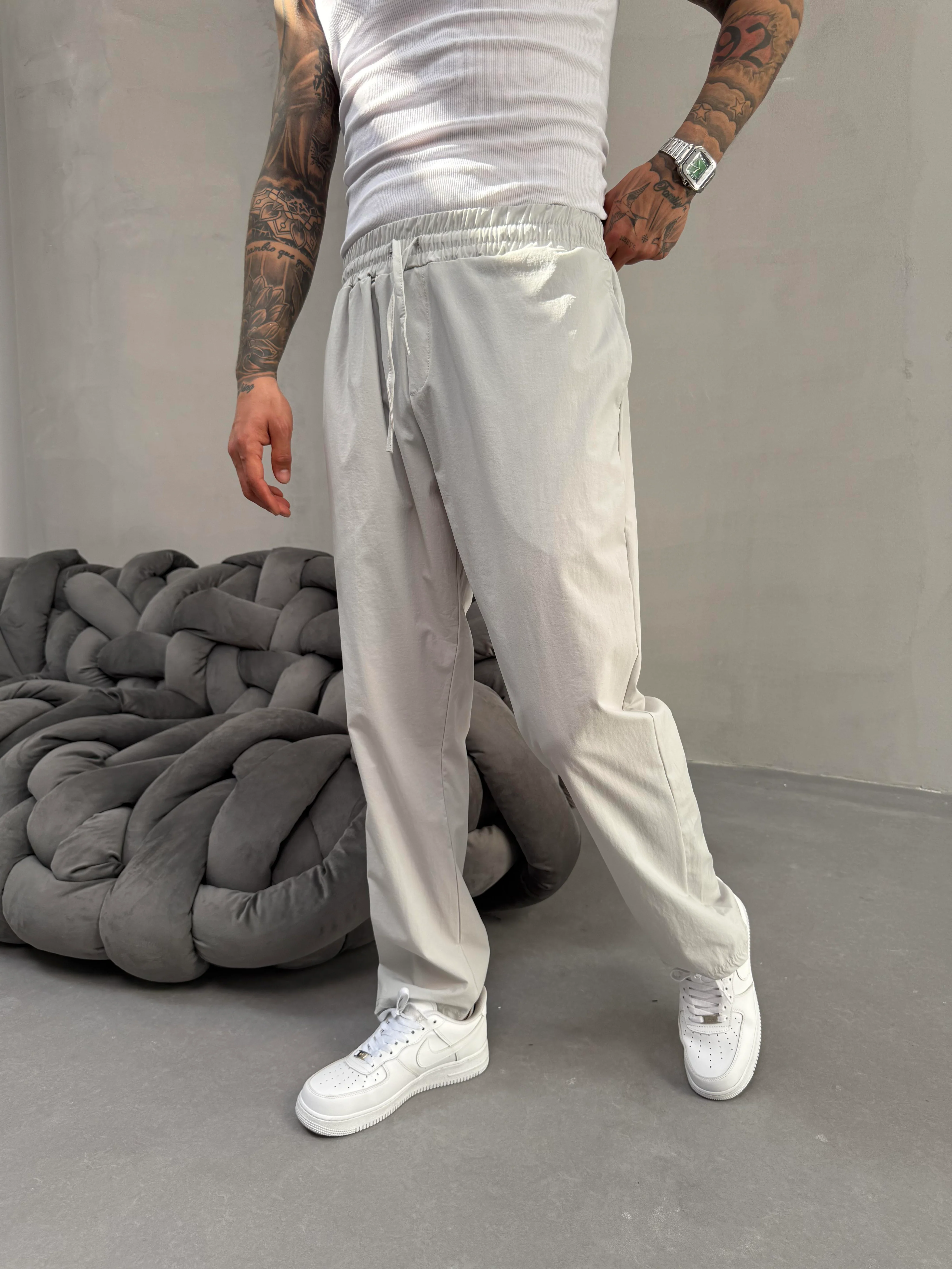 Erkek Krem Paraşüt Pantolon