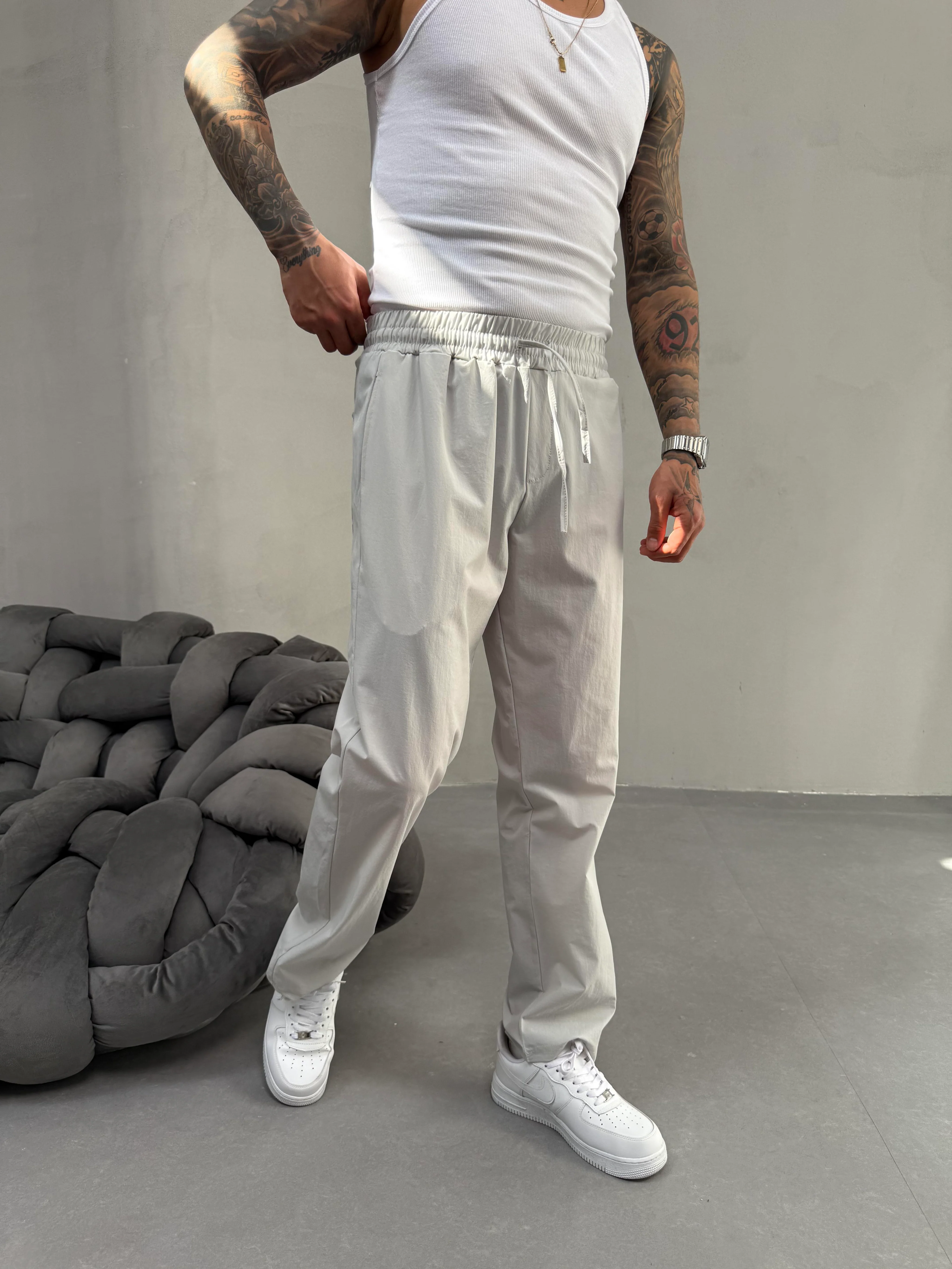 Erkek Krem Paraşüt Pantolon