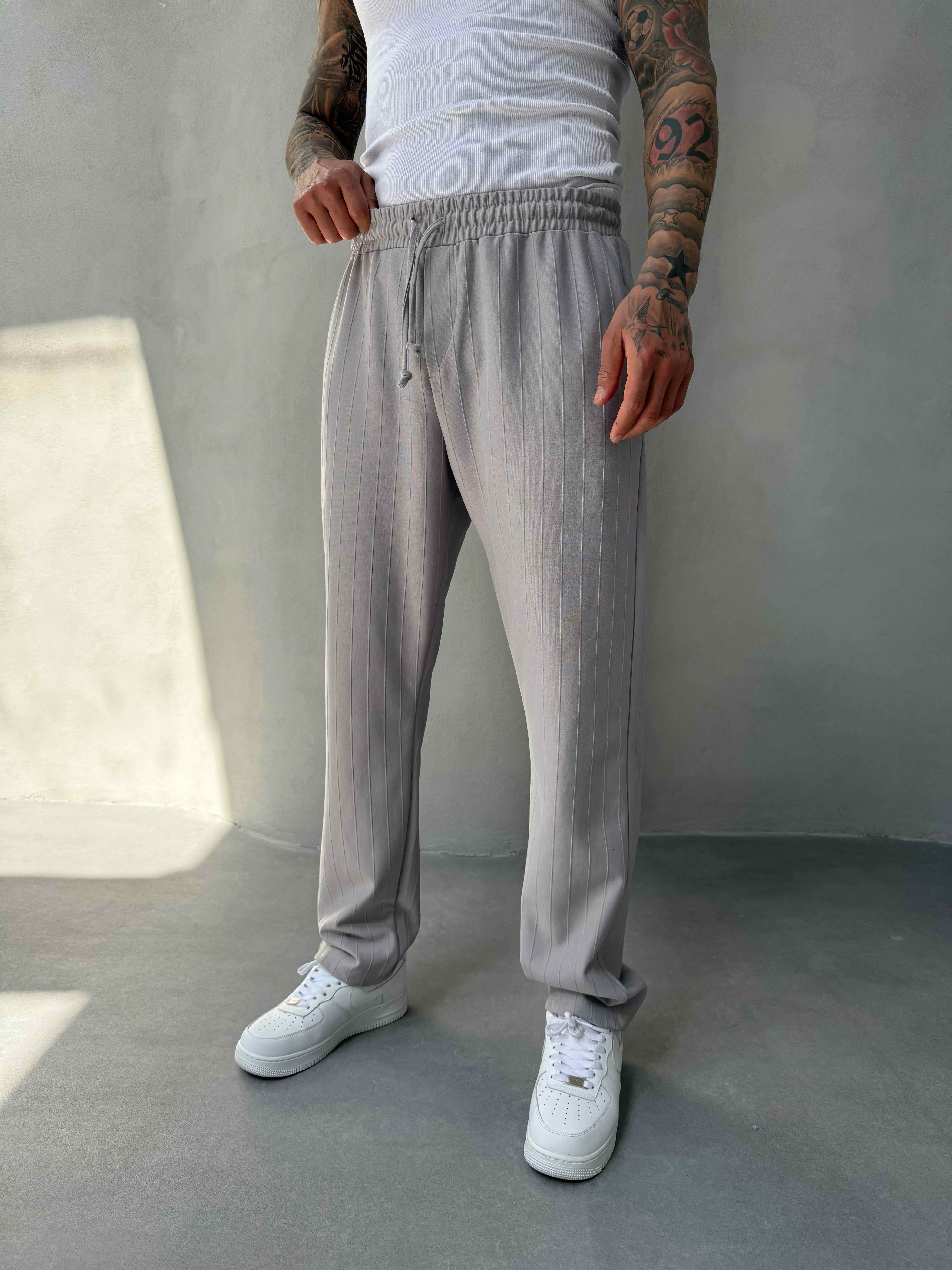 Erkek Çizgili Krem Eşorfman