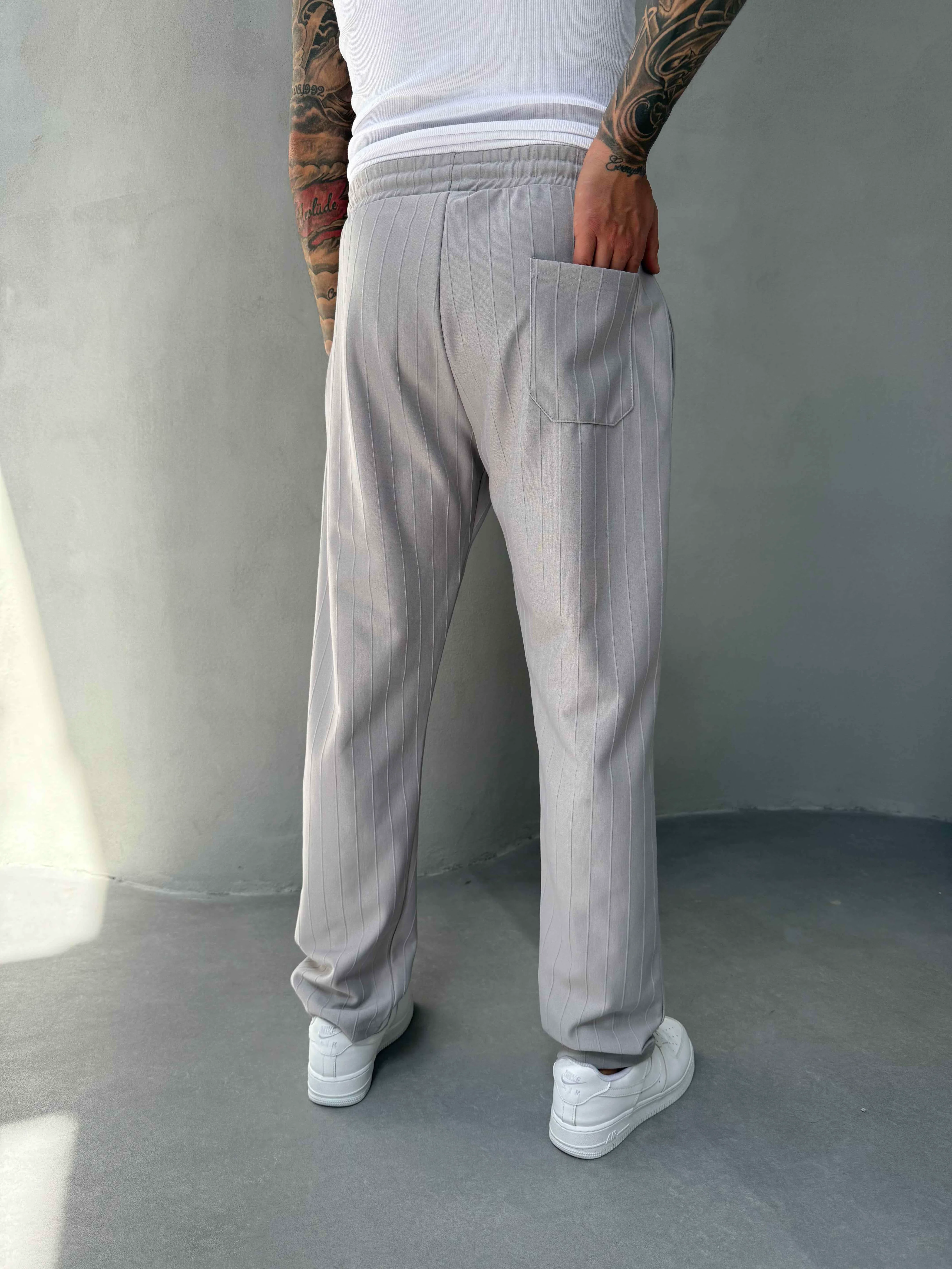 Erkek Çizgili Krem Eşorfman