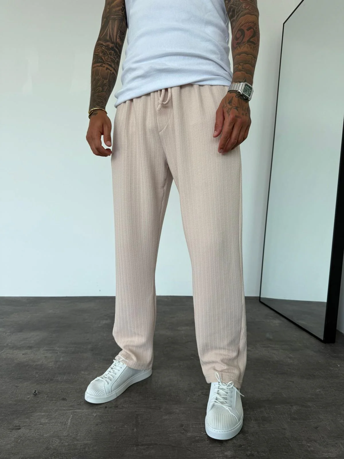 Erkek Krem Oversize Eşorfman