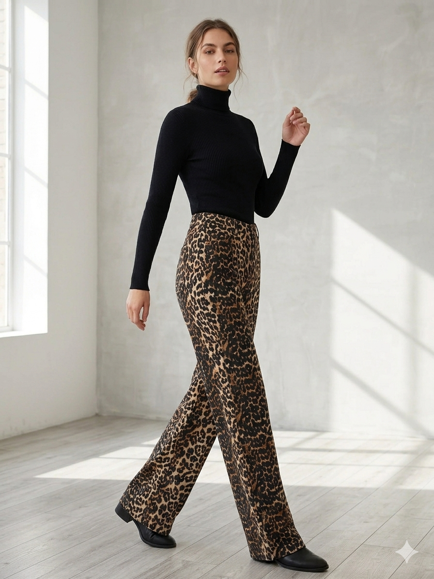 Leopar Desenli Palazzo Pantolon