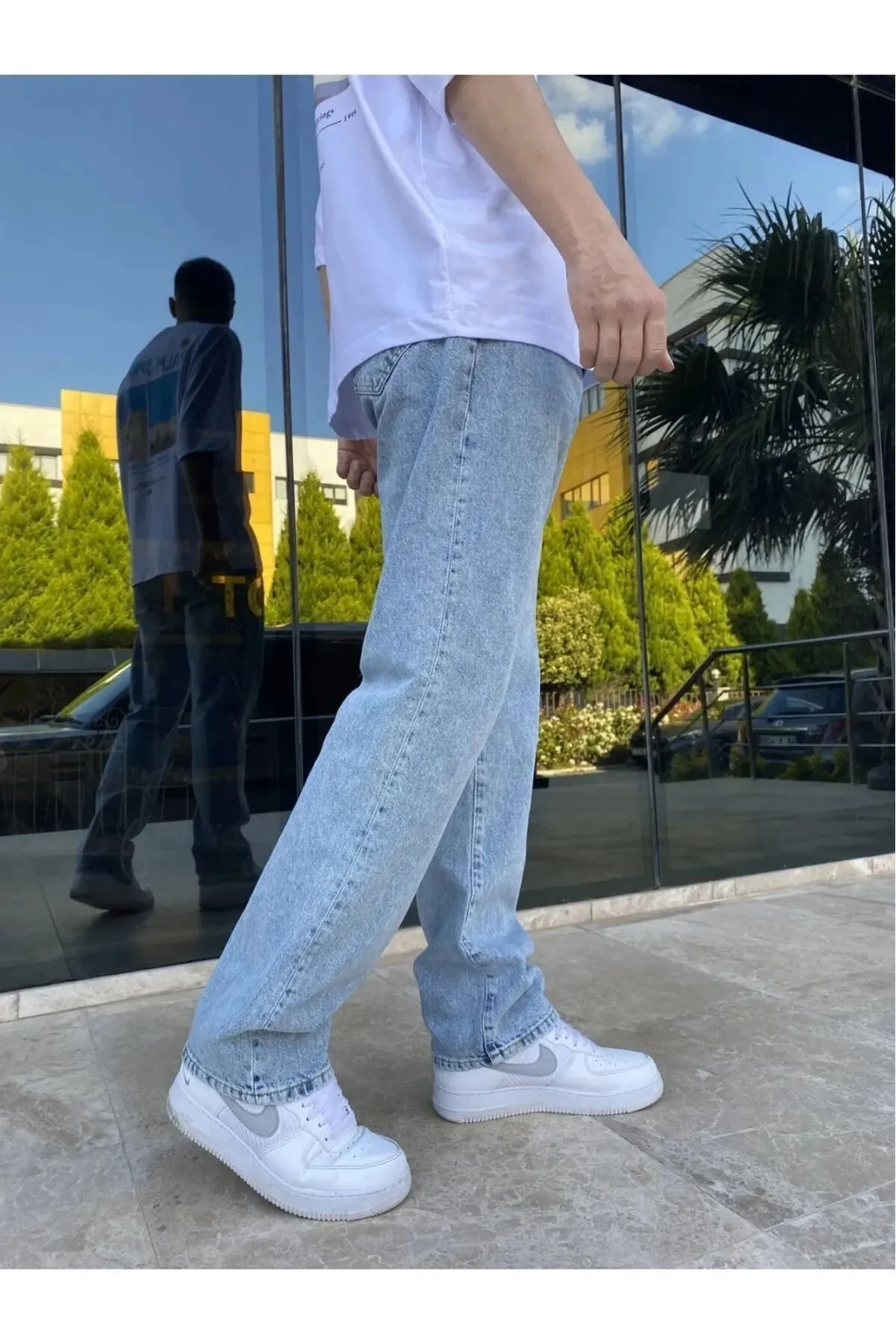 Erkek Buz Mavisi Baggy Jean